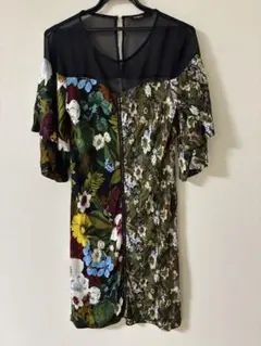 Desigual 花柄 五分袖 ワンピース Mサイズのサムネイル