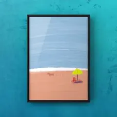 ⭐︎A4フレーム付き⭐︎オリジナル アートポスター SUMMER 海 犬 サーフィン