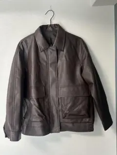 GU フェイクレザージャケット ブラウン Sサイズのサムネイル
