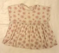 ザラキッズ　花柄チュニックTシャツ　116cm ペールピンク