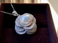 極上照り大珠真珠デザインネックレス　豪華絢爛