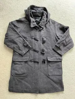 ★グレーのダッフルコート★シンプル★男女OK★大きめ★ウール★フード取り外し可能