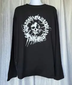 y2k ロンT ブラック スカル 英字 パンク ロック