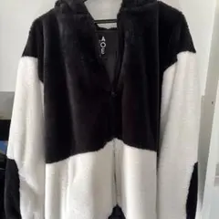 フリースジャケット M 黒/白