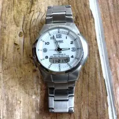 中古動品◇WVA-M480◆カシオ ウェーブセプター 電波時計 2針アナデジ◇白