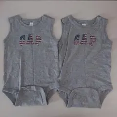 babyGAP　ロンパース　アメリカ国旗　2枚セット　グレー　双子　90