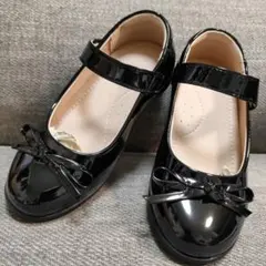 ​【美品】19cm〜20cm 女の子 フォーマルシューズ 黒 リボン 入学式