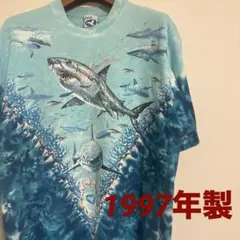 90s usa製 Liquid Blue サメ柄 タイダイ Tシャツ アニマルのサムネイル