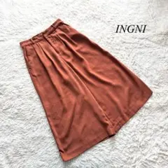 i3【INGNI】寬褲 附褶皺 陶土棕 M 垂墜感 優雅