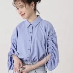 NATURAL BEAUTY ⭐️ドロストスリーブ シャツ ブラウス ブルーのサムネイル