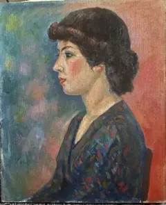一点物 久富金之助 婦人油彩画 人物画 肉筆 F6号額縁 美術品アート