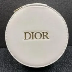 Dior ホワイトラウンドポーチ　ディオールのノベルティ　化粧品ポーチ　小物入れ