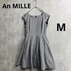 美品　アンミール　ギンガムチェック　膝丈フレア　ワンピース　半袖ノースリーブ　夏