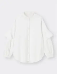 GU ラッフルスリーブブラウス（長袖）オフホワイト