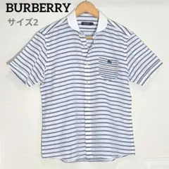 BURBERRY バーバリー BLACK LABEL 半袖シャツ 丸襟 ボーダー