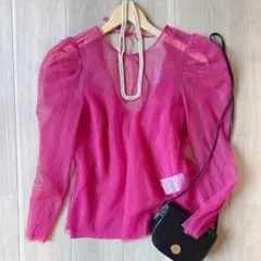 未使用級＊RED VALENTINO【定価約9万】ドットチュールブラウス 42 RED VALENTINO ブラウス スカート セット リボン ドット チュール