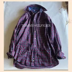 TOMMY HILFIGER 長袖コットンチェックシャツ トミーヒルフィガー