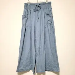 美品❣️水色 ガウチョパンツ【M】レディース ボトムス 人気 オシャレ シンプル
