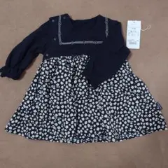 (期間限定値下げ)【コンビミニ】 長袖 ラップワンピース（モノトーンフラワー）