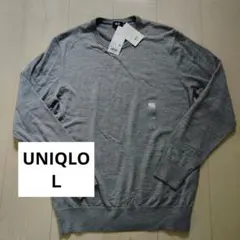 UNIQLO　ユニクロ　グレー　エクストラファインメリノクルーネックセーター