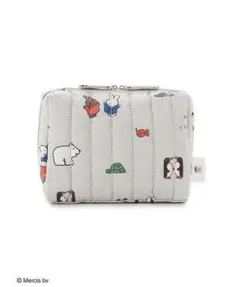 ジェラートピケ「Dick Bruna」キルティング総柄ポーチ（グレー）