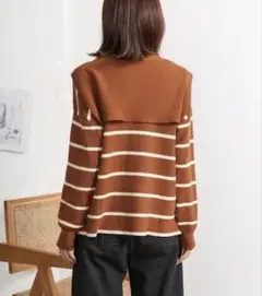 新品　Bab ストライプ柄 長袖セーター M キャメル　M