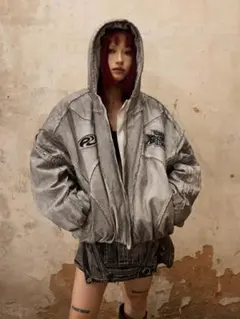 PERSONSOUL Dirty Coat 中綿ブルゾン フーディ