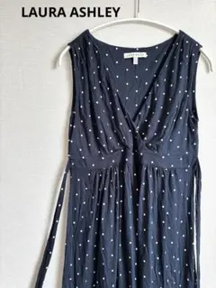 ローラ アシュレイ　ノースリーブ リボン ワンピース チュニック ドット