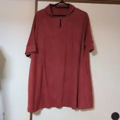 赤オレンジハイネック半袖チュニック