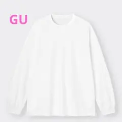 GU ドライポンチクルーネックT（長袖） ホワイト S