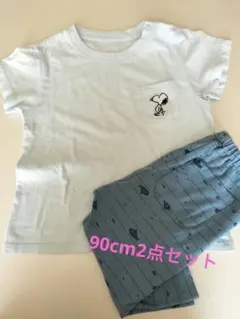UNIQLOスヌーピーTシャツと魚柄パンツセット