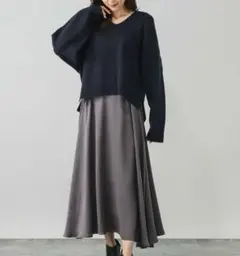 GLOBAL WORK フワフワHugmeVネックプルオーバー*スカートSET