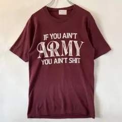 〜90s ヴィンテージ シングルステッチT 古着 ARMY プリント ボルドー