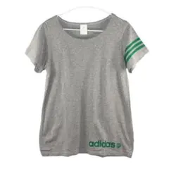 adidas NEO Tシャツ レディース Mサイズ グレー ロゴプリント 半袖