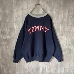 【希少デザイン！】トミーヒルフィガー リンガー 古着 刺繍ロゴ バックロゴ