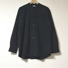 GU イージーケア バンドカラー シャツ ブラック L