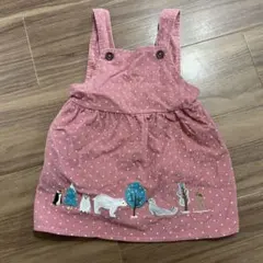 動物刺繍 ピンク コーデュロイ サロペット 95cm未満