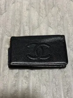 CHANEL ブラック レザー キーケース