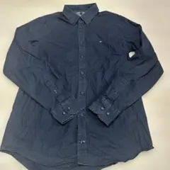 【美品】トミーヒルフィガー 長袖シャツ ブラック ボタンダウン 刺繍ロゴ