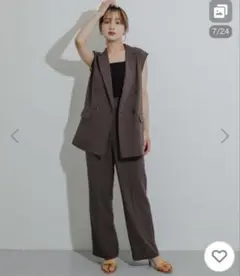 【美品】リネンライクハイウエストワイドパンツ