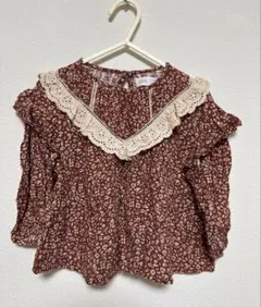 ZARA フラワープリント シャツ 12-18ヶ月 86cm 花柄 レース 赤