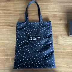 Mojocamar モジョカマー　チェック柄　刺繍トートバッグ　ネイビー Mojocamar モジョカマー レッスンバッグ チェック柄 刺繍 キルティング