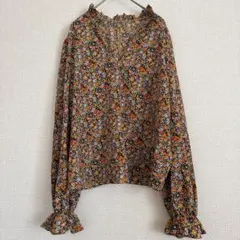 SALE中‼️美品 SHEIN（シーン）花柄 長袖ブラウス【L】フリル袖 古着