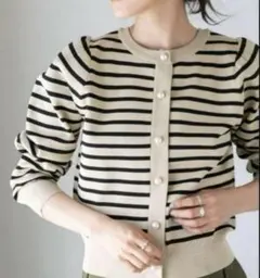 美品‼︎nano universeストライプ ボタン付きカーディガン