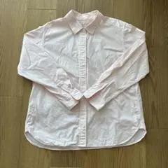 無印良品 レディース ワイシャツ 長袖 Lサイズ サーモンピンク ストライプ
