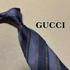 グッチ　ネクタイ　GG ストライプ ドット　チェック　ネイビー　紺色