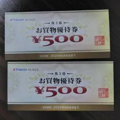 YAMADA HLDGS. お買物優待券 500円券2枚セット
