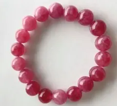 天然石　濃ピンク桜雨ロードナイト ブレスレット 愛情癒し粒10mm