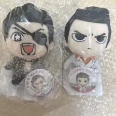新品未開封 龍が如く ぬいぐるみ 真島吾朗 桐生一馬 缶バッジセット