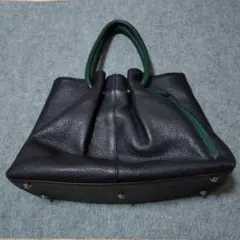 PIACERE レザー ハンドバッグ 黒 緑 お値下げ
